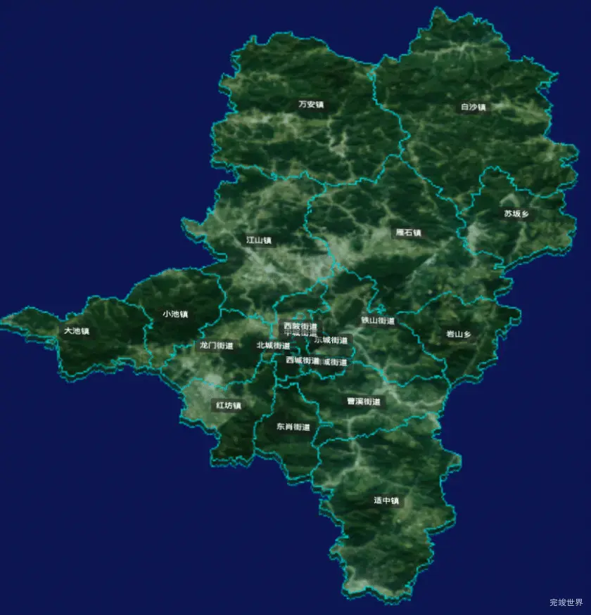 threejs龙岩市新罗区geoJson地图3d地图CSS3D标签