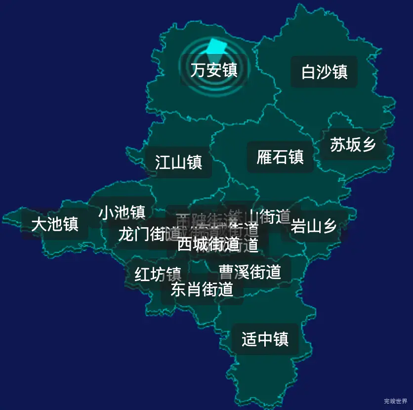 threejs龙岩市新罗区geoJson地图3d地图CSS2D外加旋转棱锥