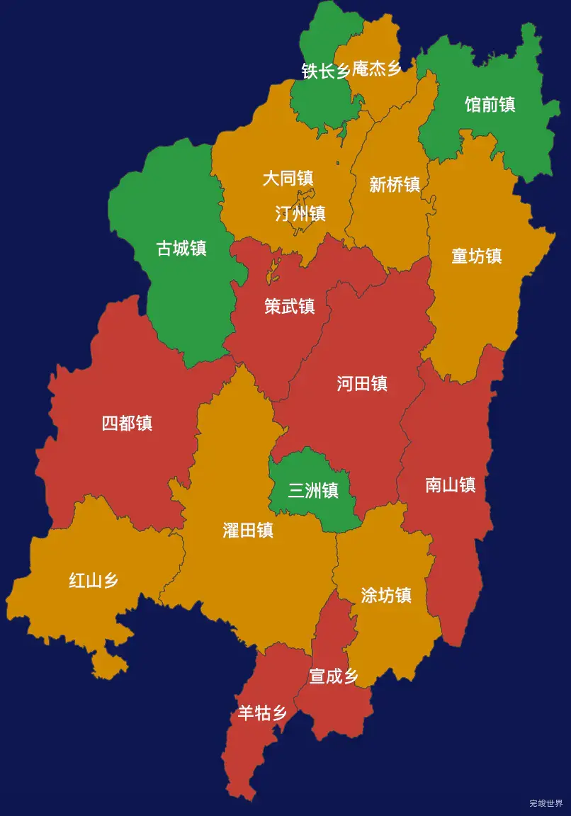 echarts龙岩市长汀县geoJson地图定义颜色