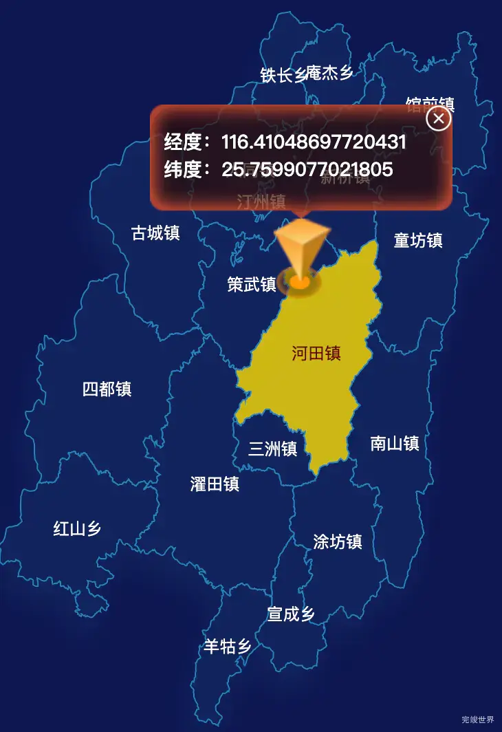 echarts龙岩市长汀县geoJson地图点击地图获取经纬度