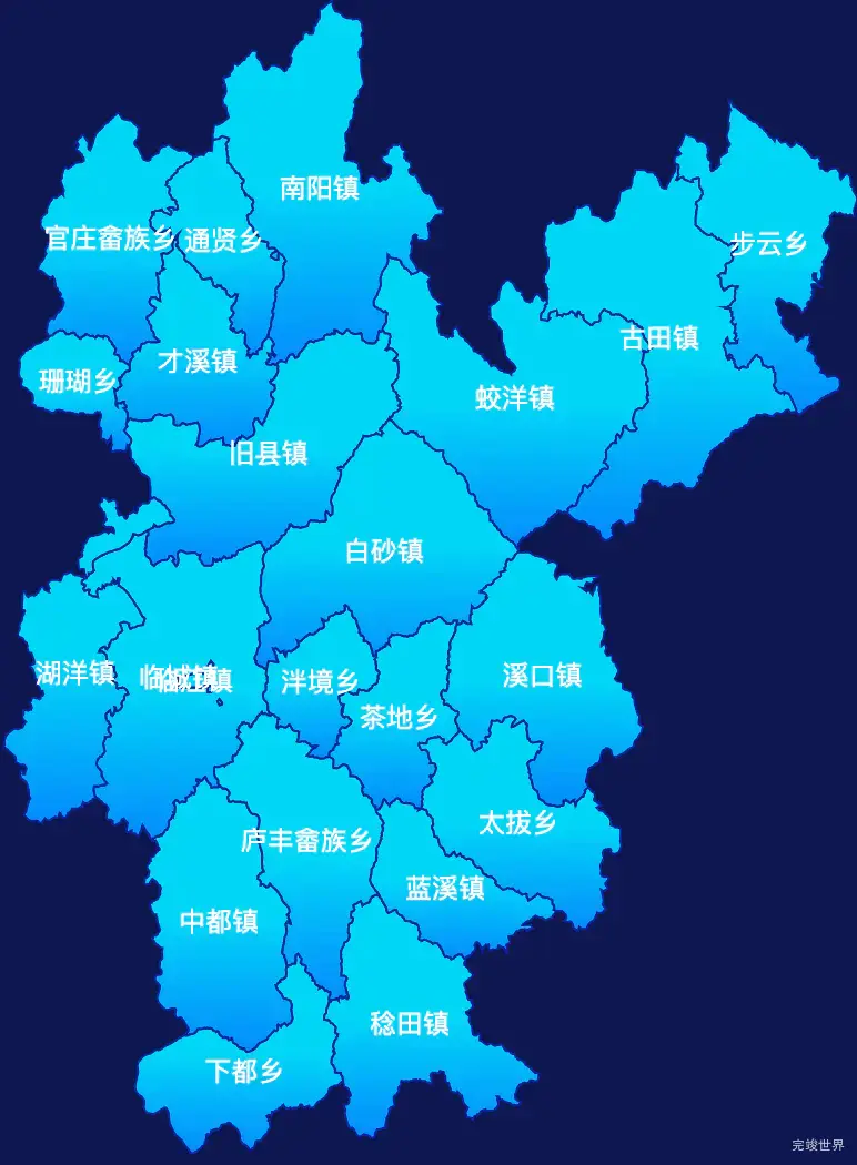 echarts龙岩市上杭县geoJson地图局部颜色渐变
