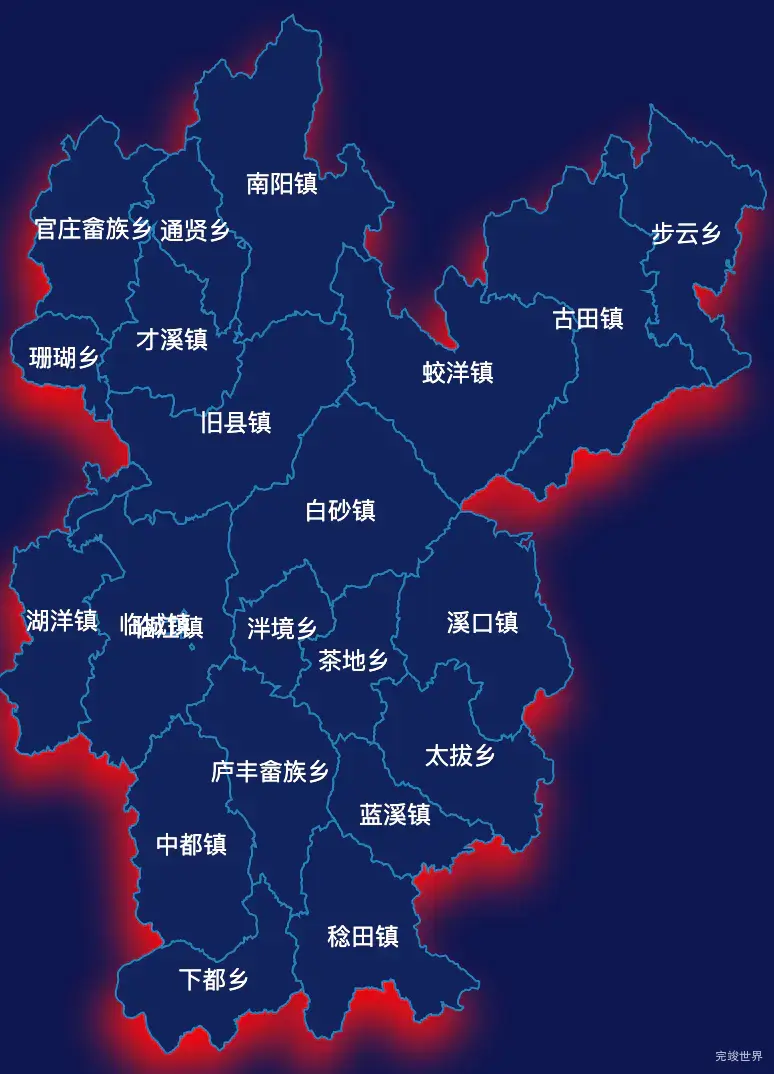 echarts龙岩市上杭县geoJson地图阴影