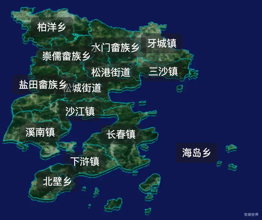 threejs宁德市霞浦县geoJson地图3d地图css2d标签