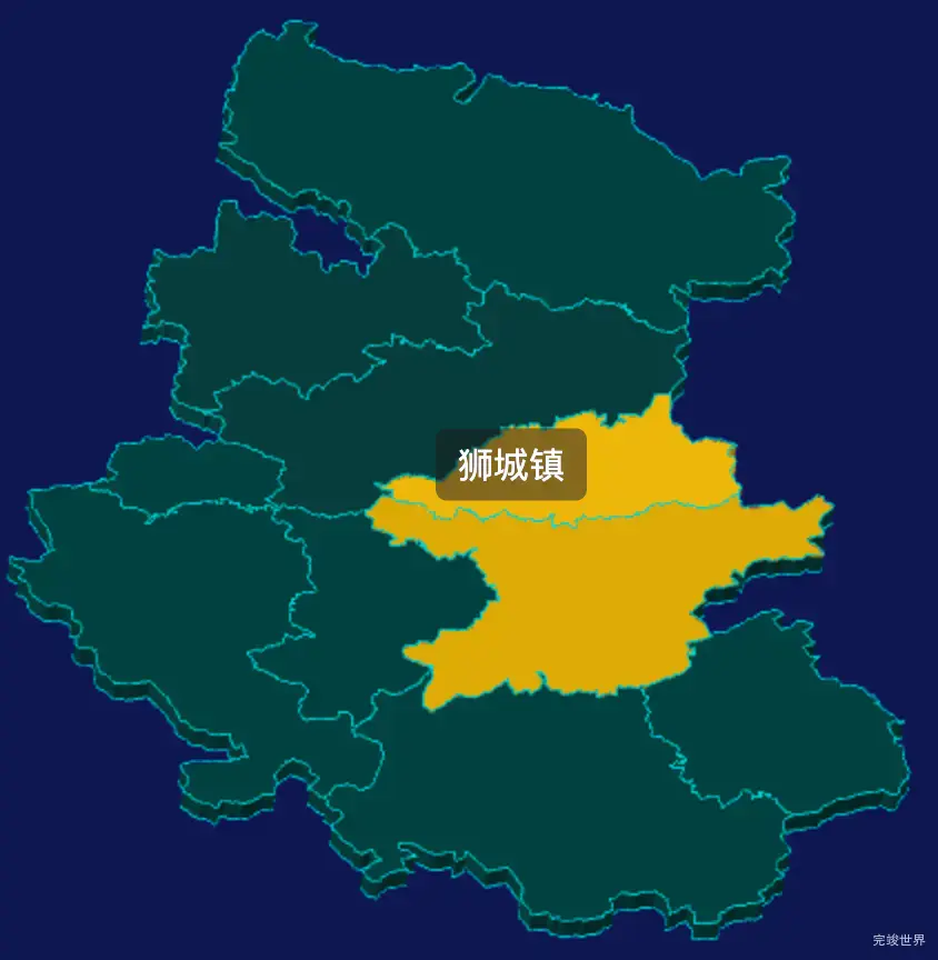 threejs宁德市周宁县geoJson地图3d地图指定区域闪烁