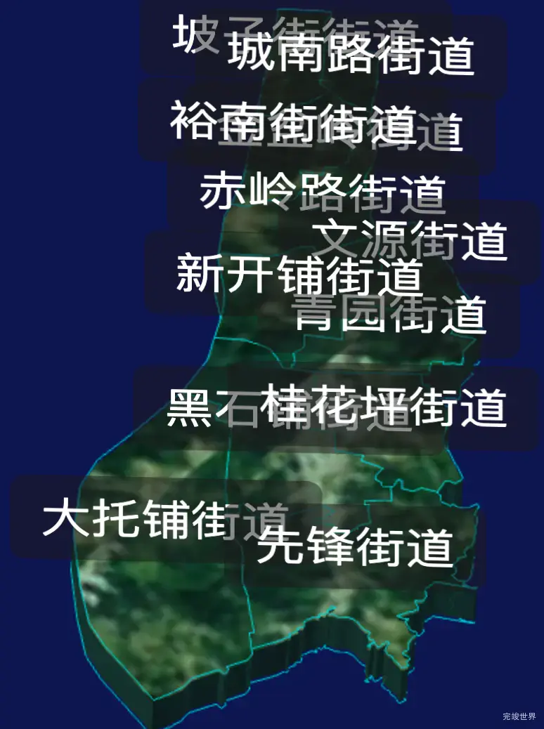 threejs长沙市天心区geoJson地图3d地图自定义贴图加CSS3D标签