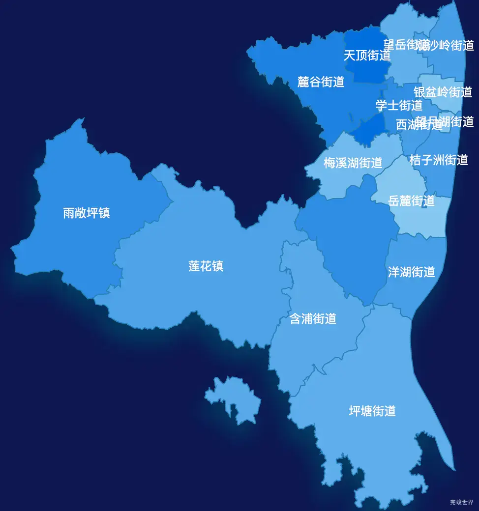 echarts长沙市岳麓区geoJson地图 tooltip轮播