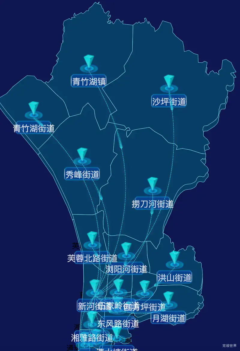 echarts长沙市开福区geoJson地图label自定义样式