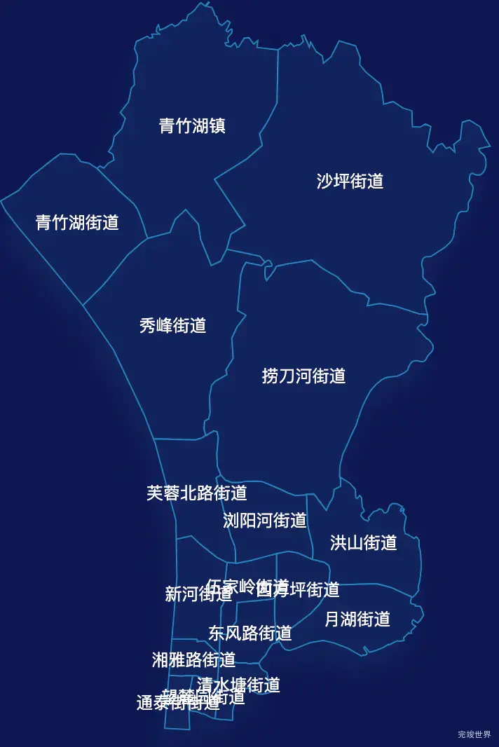 echarts长沙市开福区geoJson地图地图下钻展示