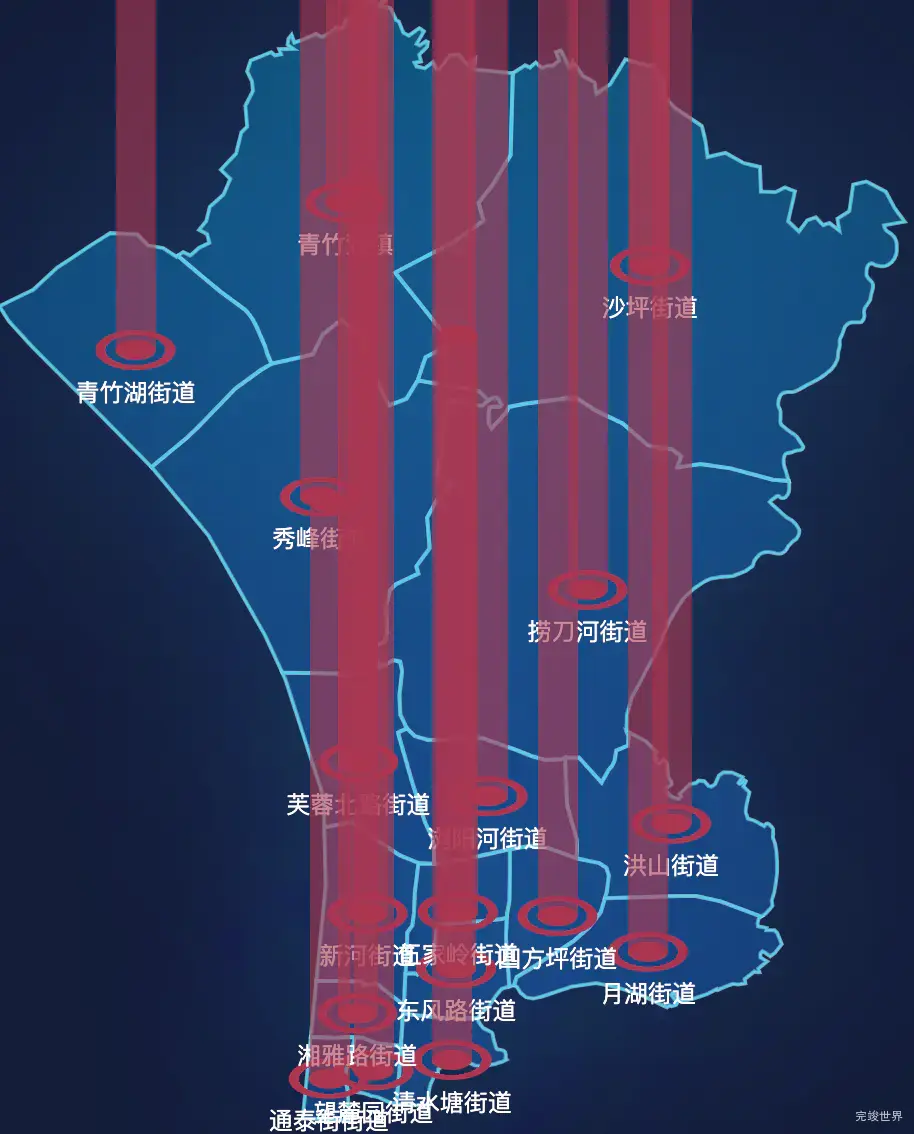 echarts长沙市开福区geoJson地图添加柱状图