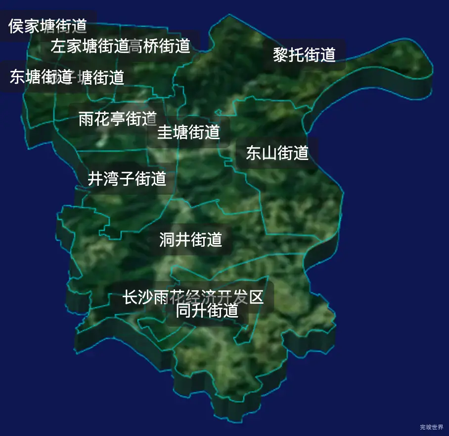 threejs长沙市雨花区geoJson地图3d地图自定义贴图加CSS2D标签