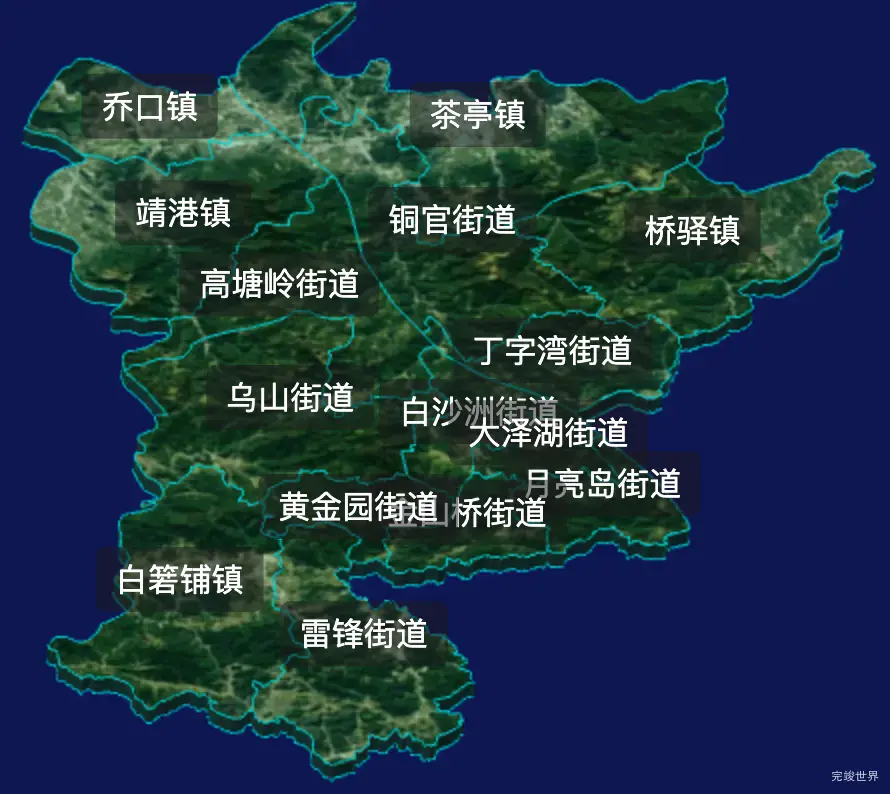 threejs长沙市望城区geoJson地图3d地图css2d标签