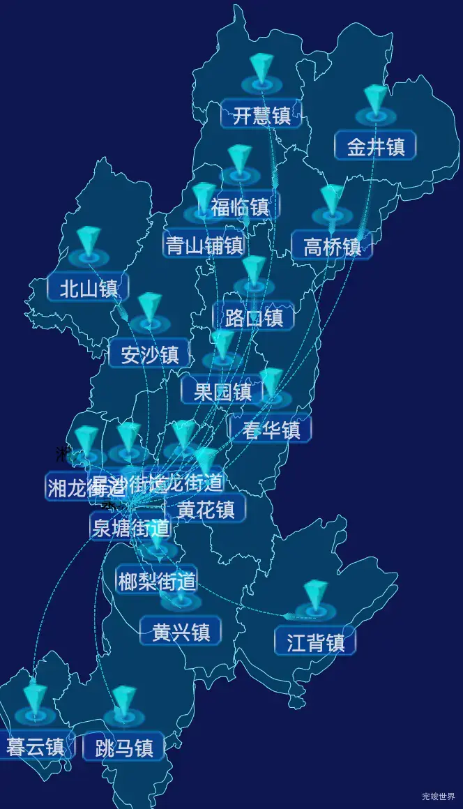 echarts长沙市长沙县geoJson地图label样式自定义