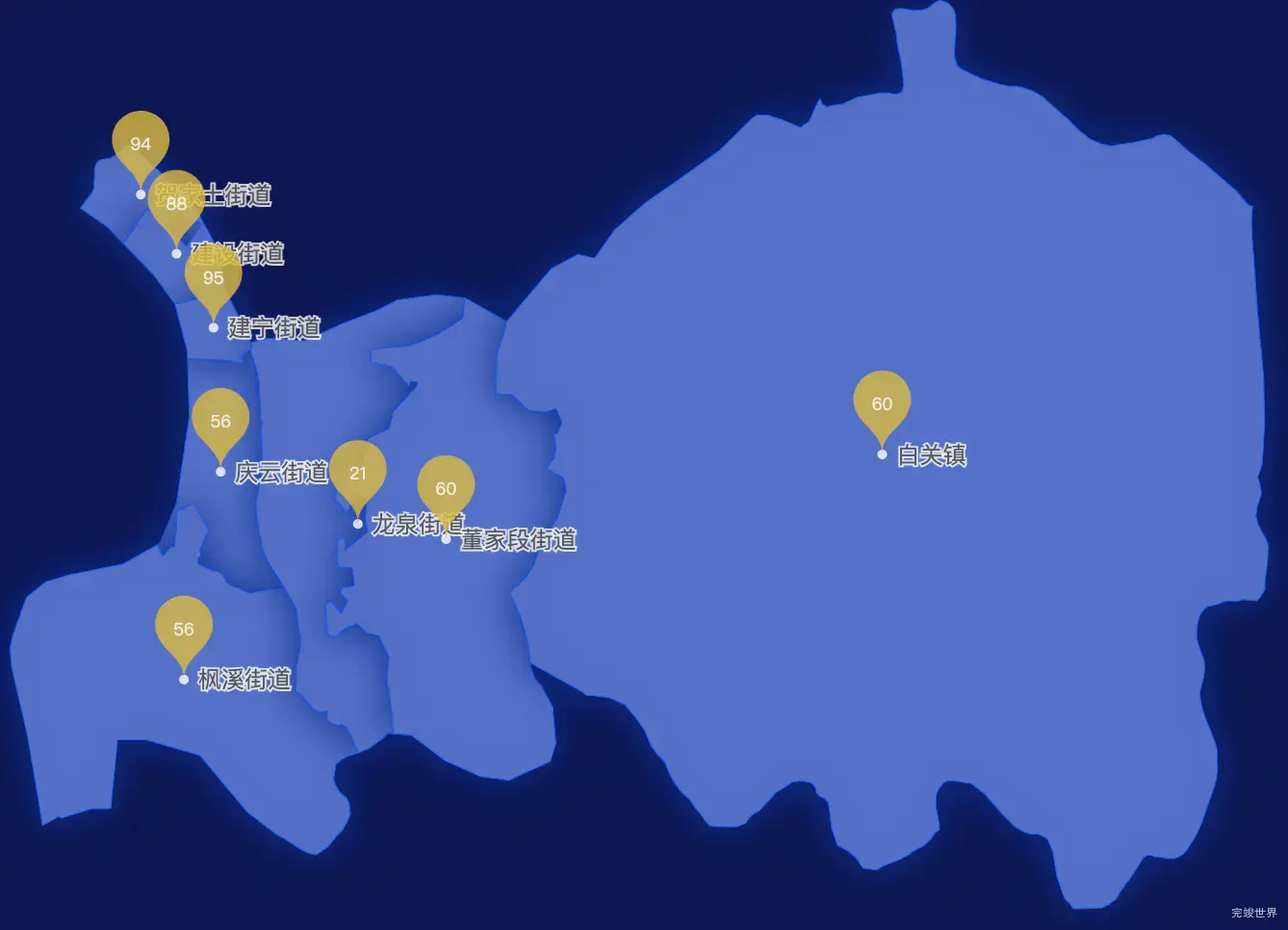 echarts株洲市芦淞区geoJson地图水滴状气泡图