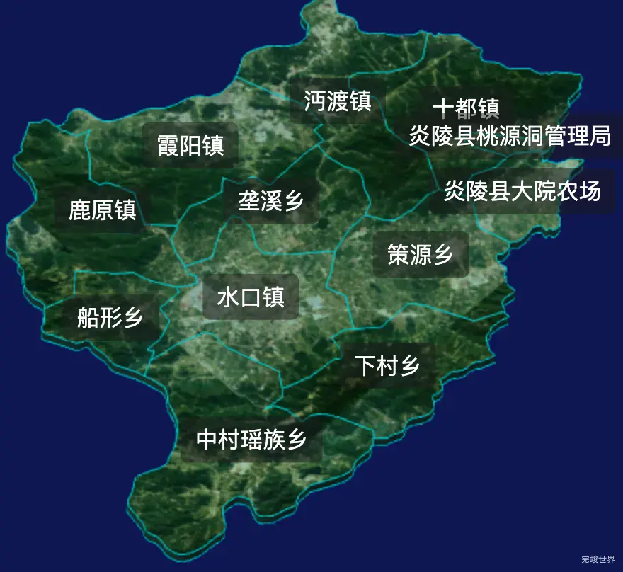 threejs株洲市炎陵县geoJson地图3d地图css2d标签