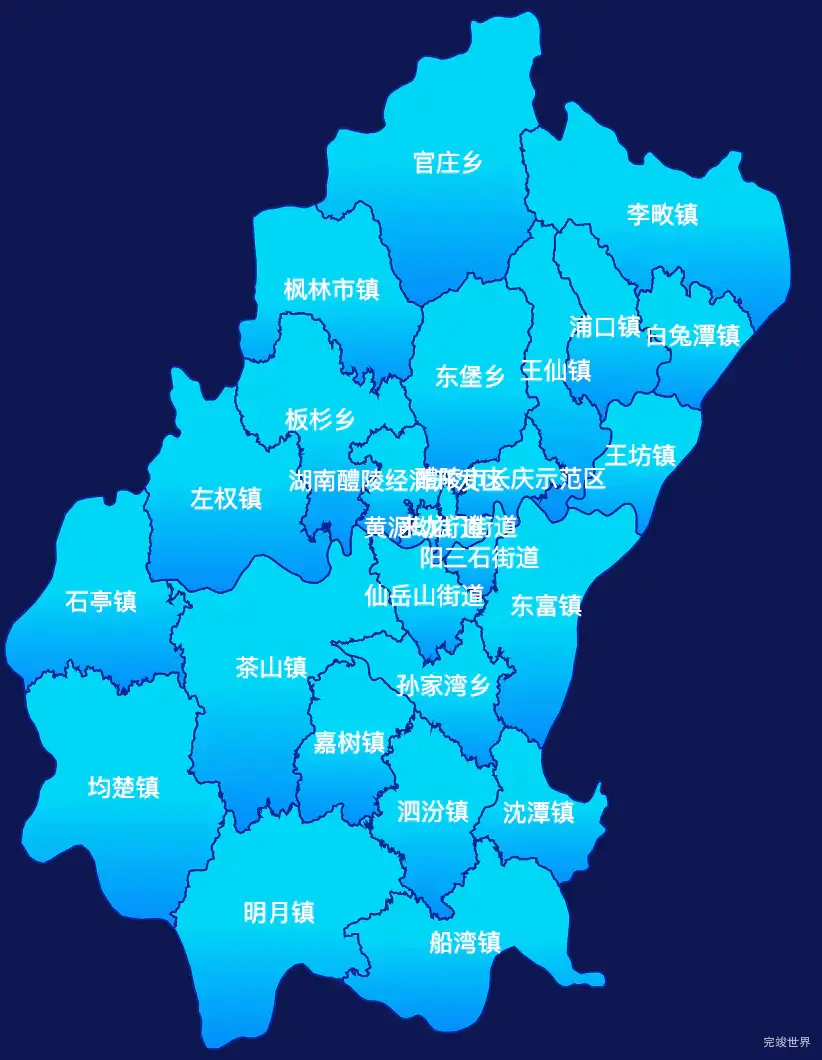 echarts株洲市醴陵市geoJson地图局部颜色渐变