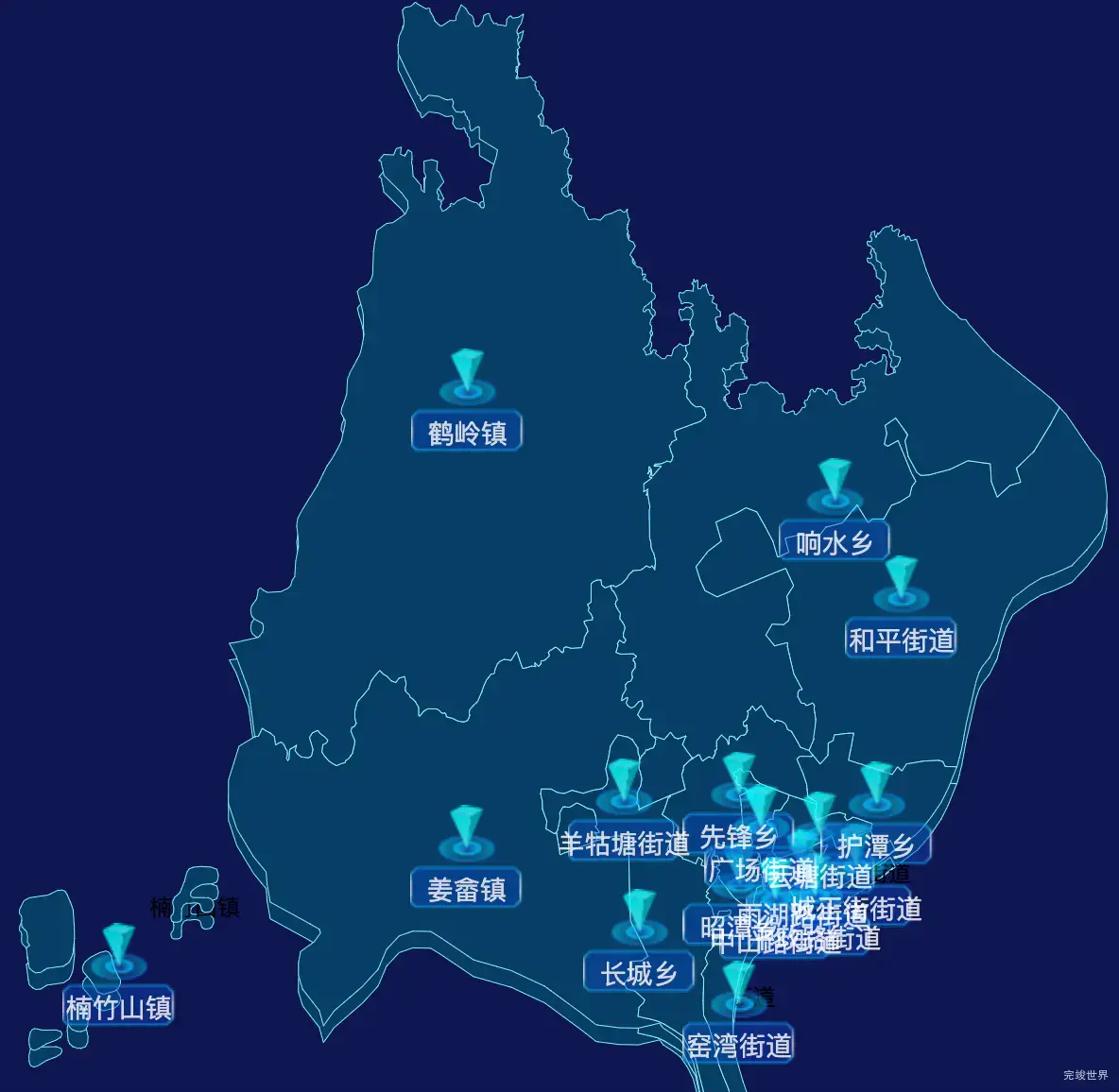 echarts湘潭市雨湖区geoJson地图点击跳转到指定页面