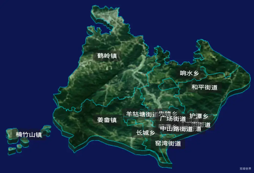 threejs湘潭市雨湖区geoJson地图3d地图自定义贴图加CSS3D标签