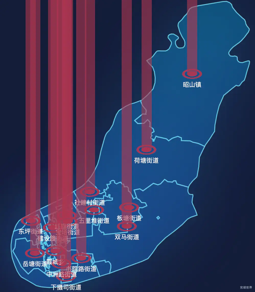 echarts湘潭市岳塘区geoJson地图添加柱状图