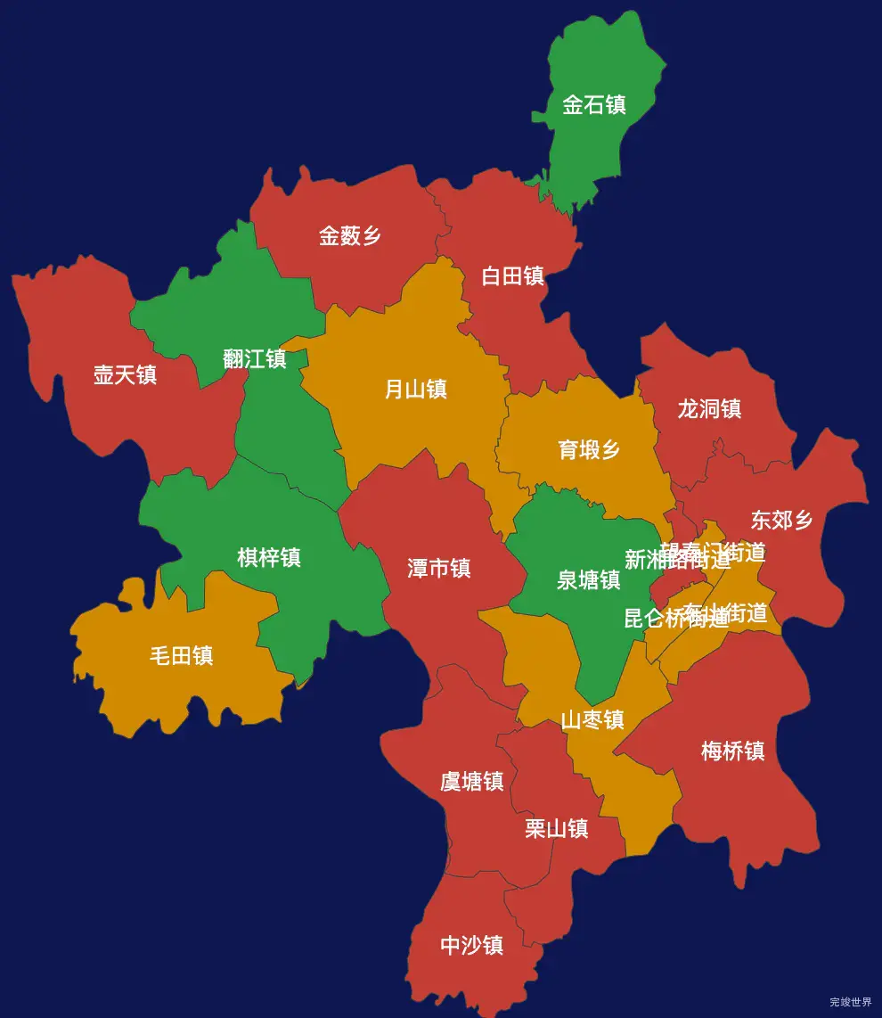 echarts湘潭市湘乡市geoJson地图定义颜色