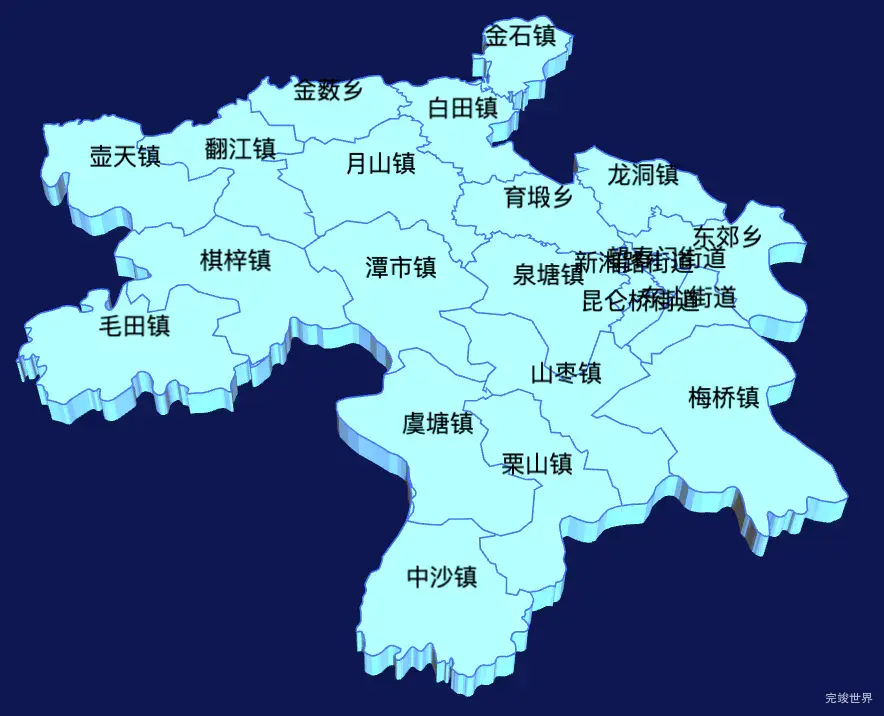 threejs湘潭市湘乡市geoJson地图3d地图