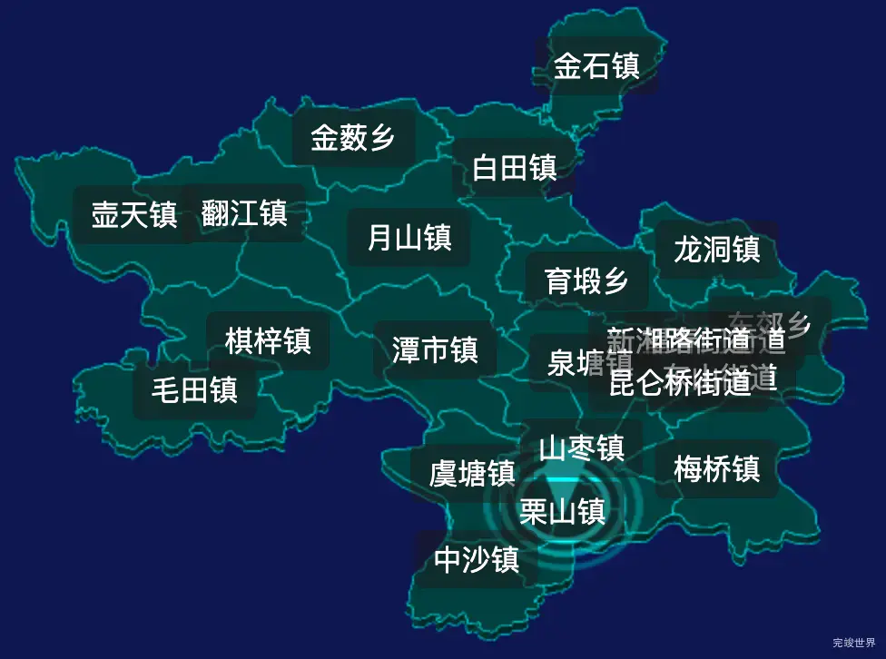 threejs湘潭市湘乡市geoJson地图3d地图添加旋转棱锥