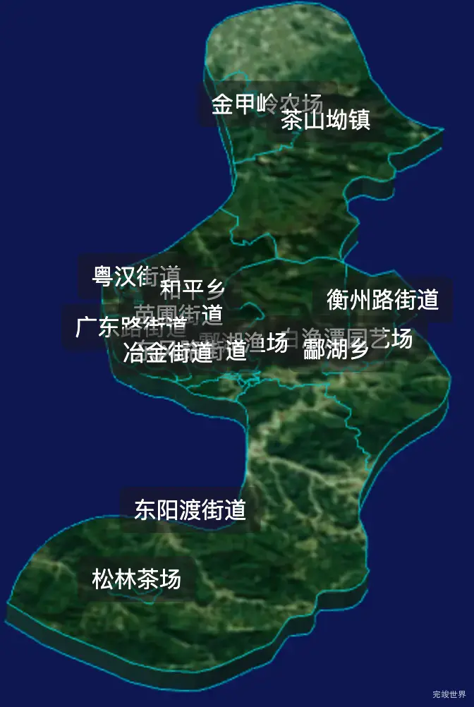 threejs衡阳市珠晖区geoJson地图3d地图自定义贴图加CSS2D标签