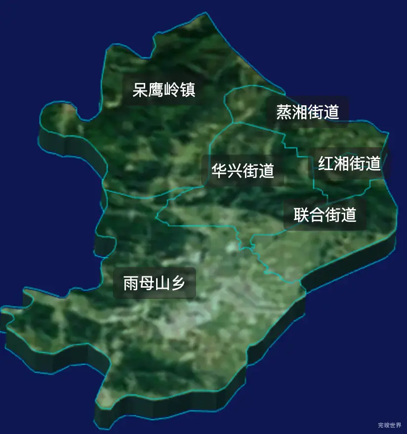 threejs衡阳市蒸湘区geoJson地图3d地图css2d标签