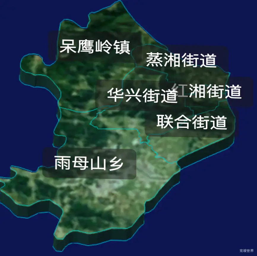 threejs衡阳市蒸湘区geoJson地图3d地图自定义贴图加CSS3D标签