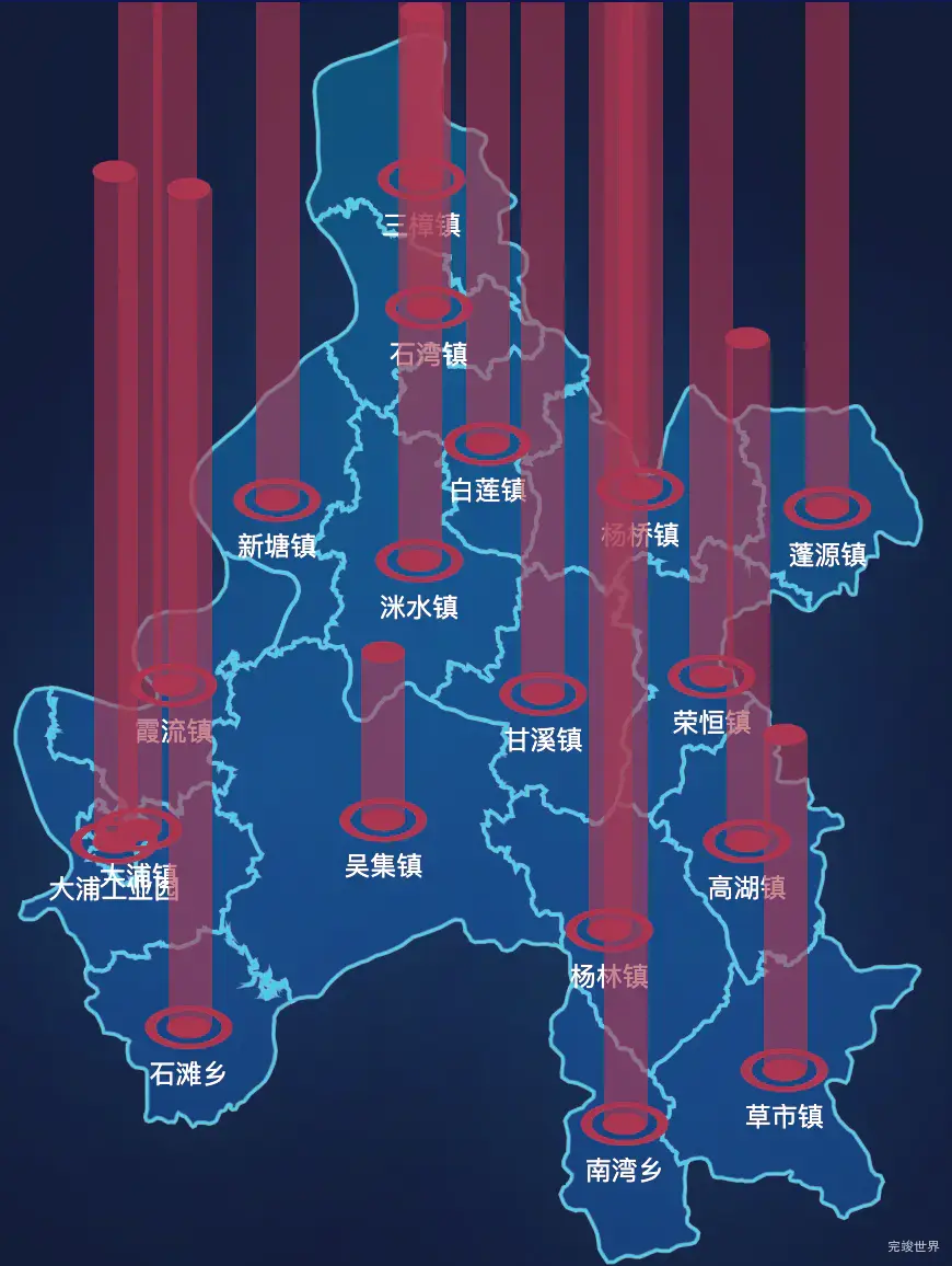 echarts衡阳市衡东县geoJson地图添加柱状图