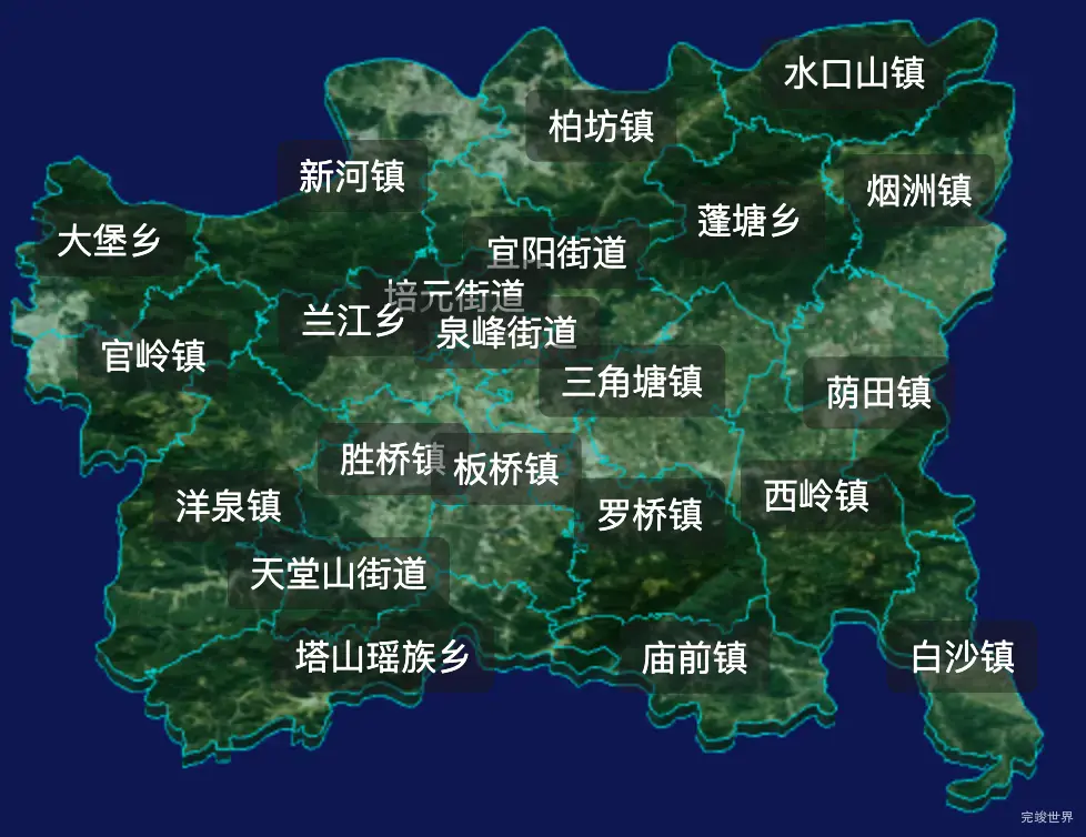 threejs衡阳市常宁市geoJson地图3d地图css2d标签