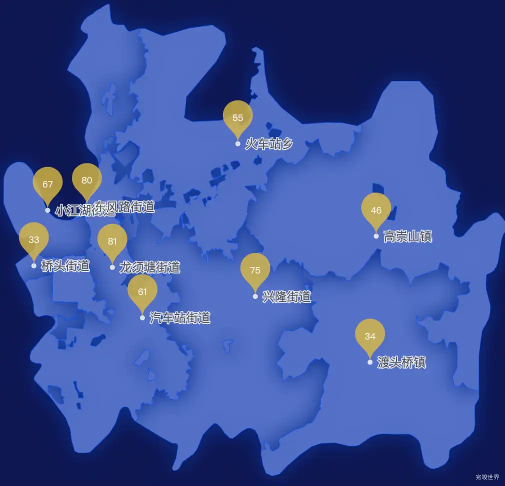 echarts邵阳市双清区geoJson地图水滴状气泡图