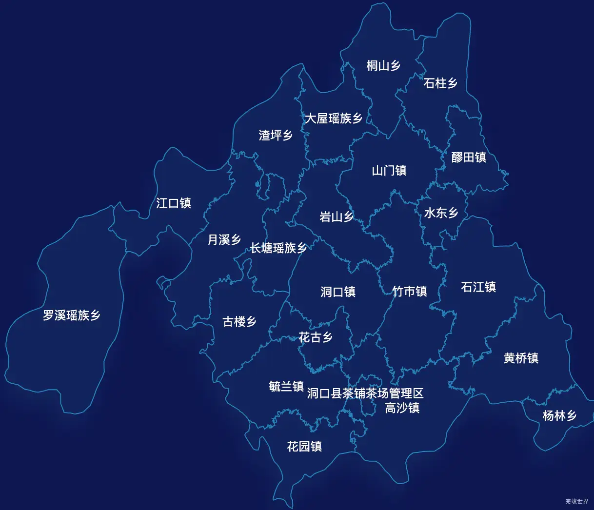 echarts邵阳市洞口县geoJson地图地图下钻展示