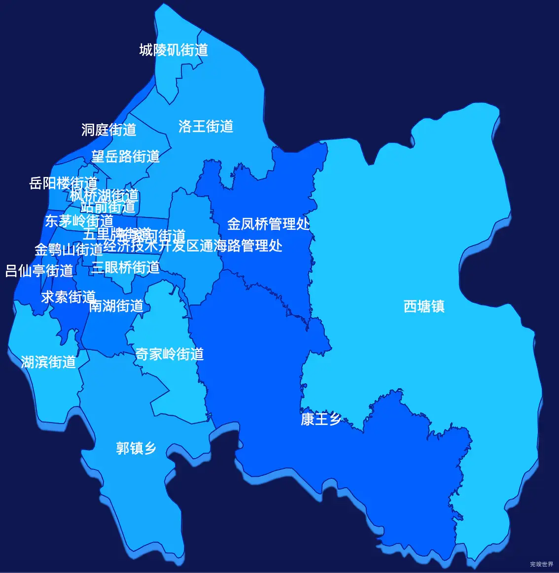 echarts岳阳市岳阳楼区geoJson地图 visualMap控制地图颜色