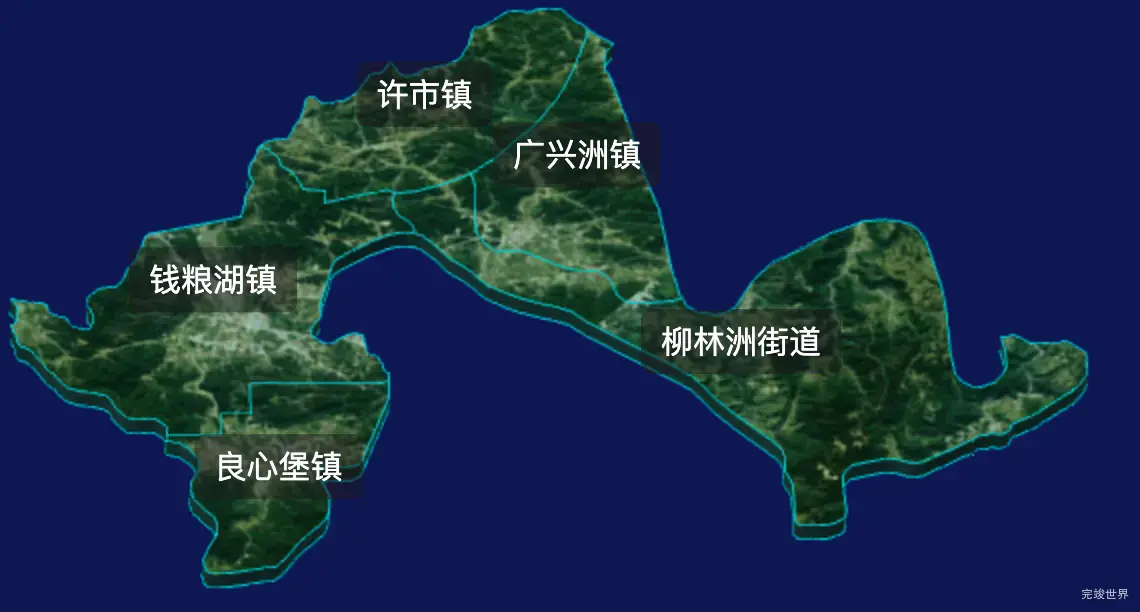 threejs岳阳市君山区geoJson地图3d地图css2d标签