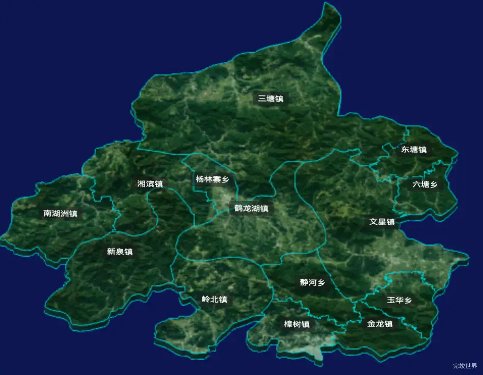 threejs岳阳市湘阴县geoJson地图3d地图CSS3D标签