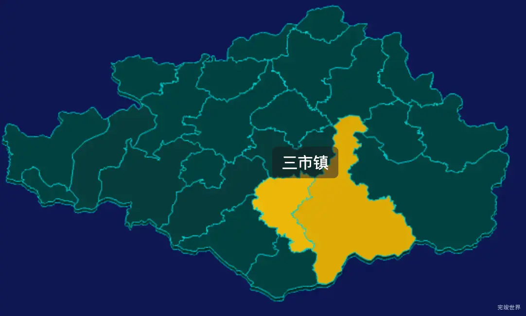 threejs岳阳市平江县geoJson地图3d地图指定区域闪烁