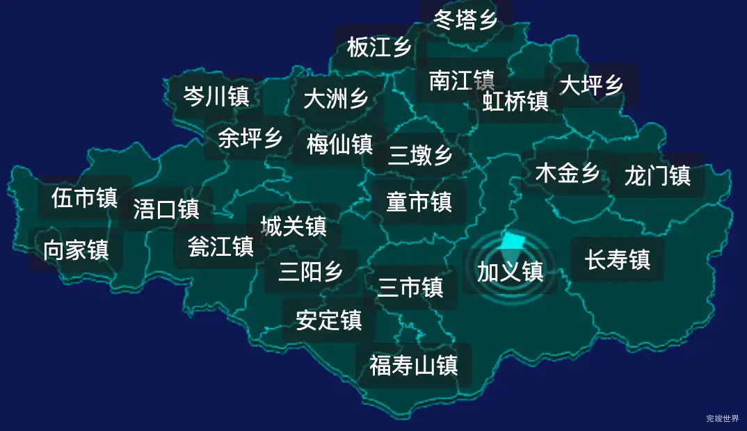 threejs岳阳市平江县geoJson地图3d地图CSS2D外加旋转棱锥