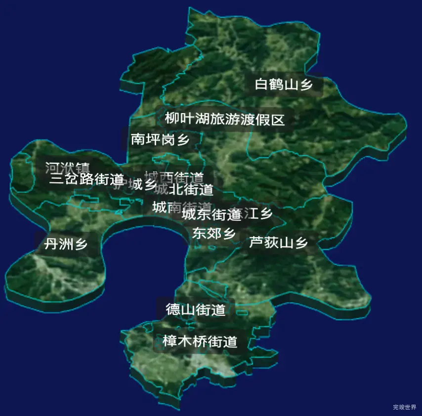 threejs常德市武陵区geoJson地图3d地图css2d标签