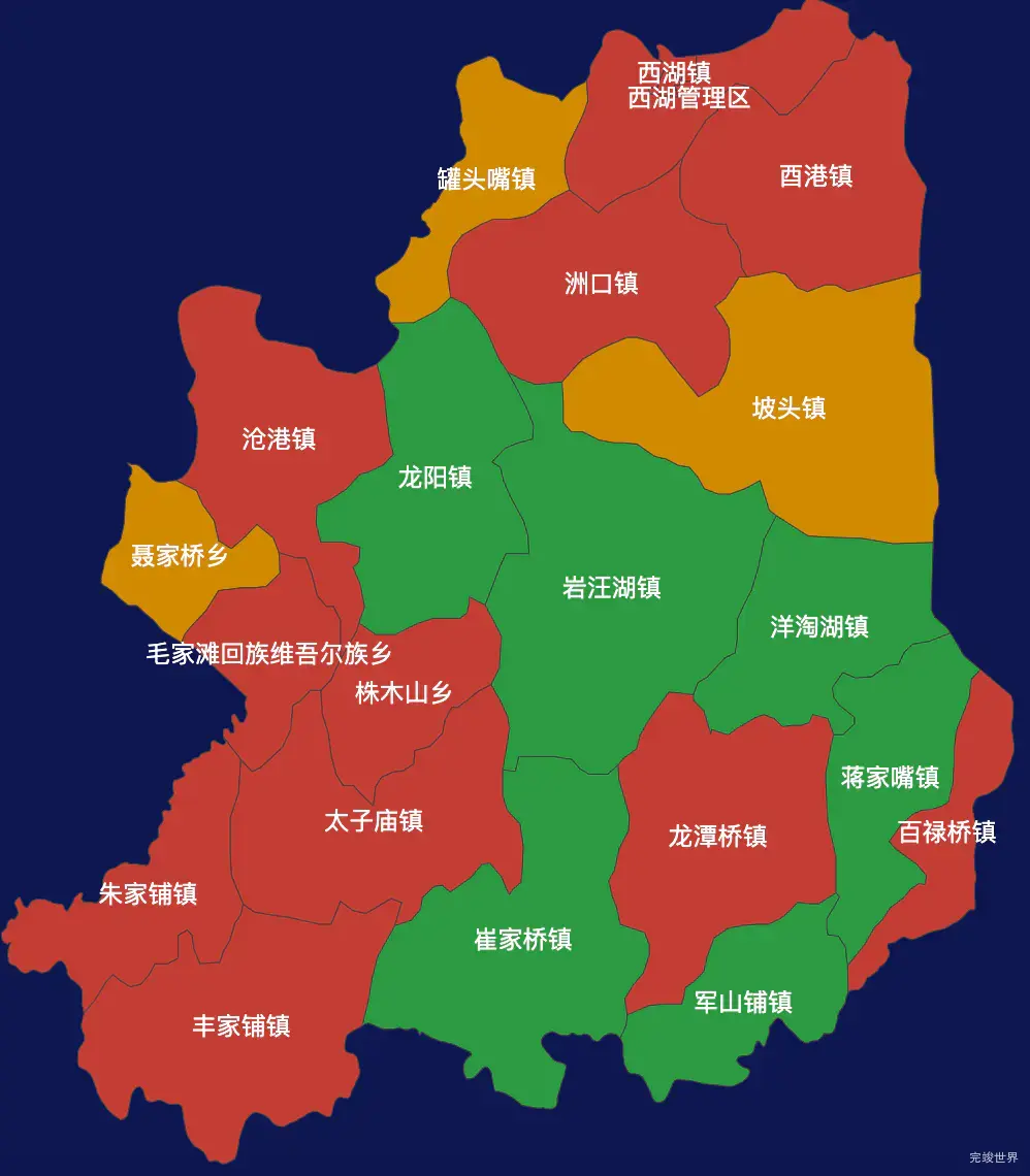 echarts常德市汉寿县geoJson地图定义颜色