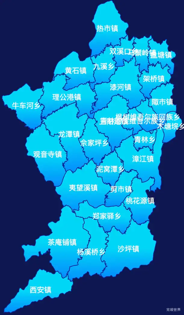 echarts常德市桃源县geoJson地图局部颜色渐变