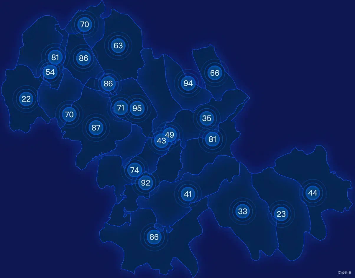 echarts张家界市永定区geoJson地图圆形波纹状气泡图