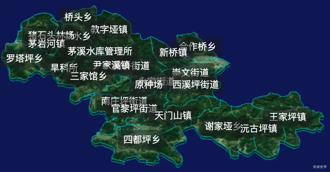 threejs张家界市永定区geoJson地图3d地图css2d标签