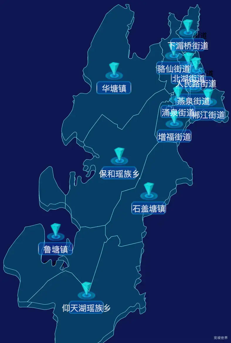 echarts郴州市北湖区geoJson地图点击跳转到指定页面