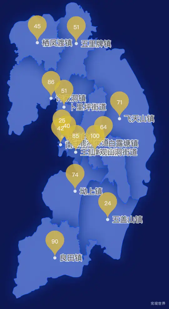 echarts郴州市苏仙区geoJson地图水滴状气泡图