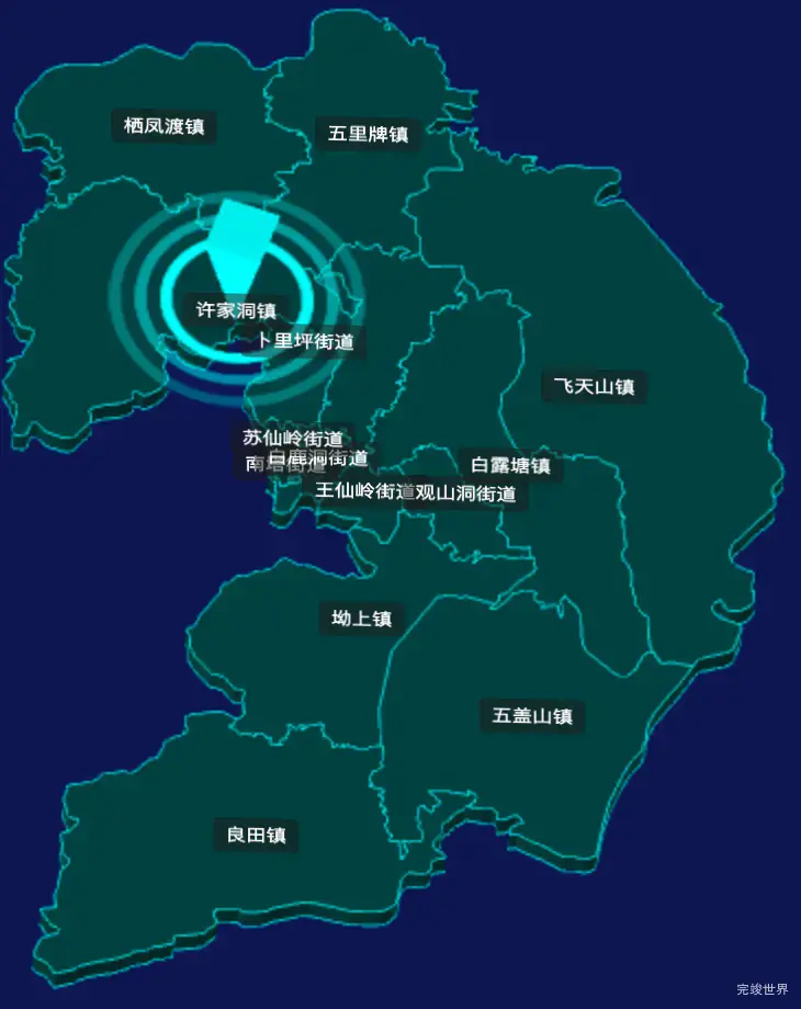 threejs郴州市苏仙区geoJson地图3d地图添加旋转棱锥