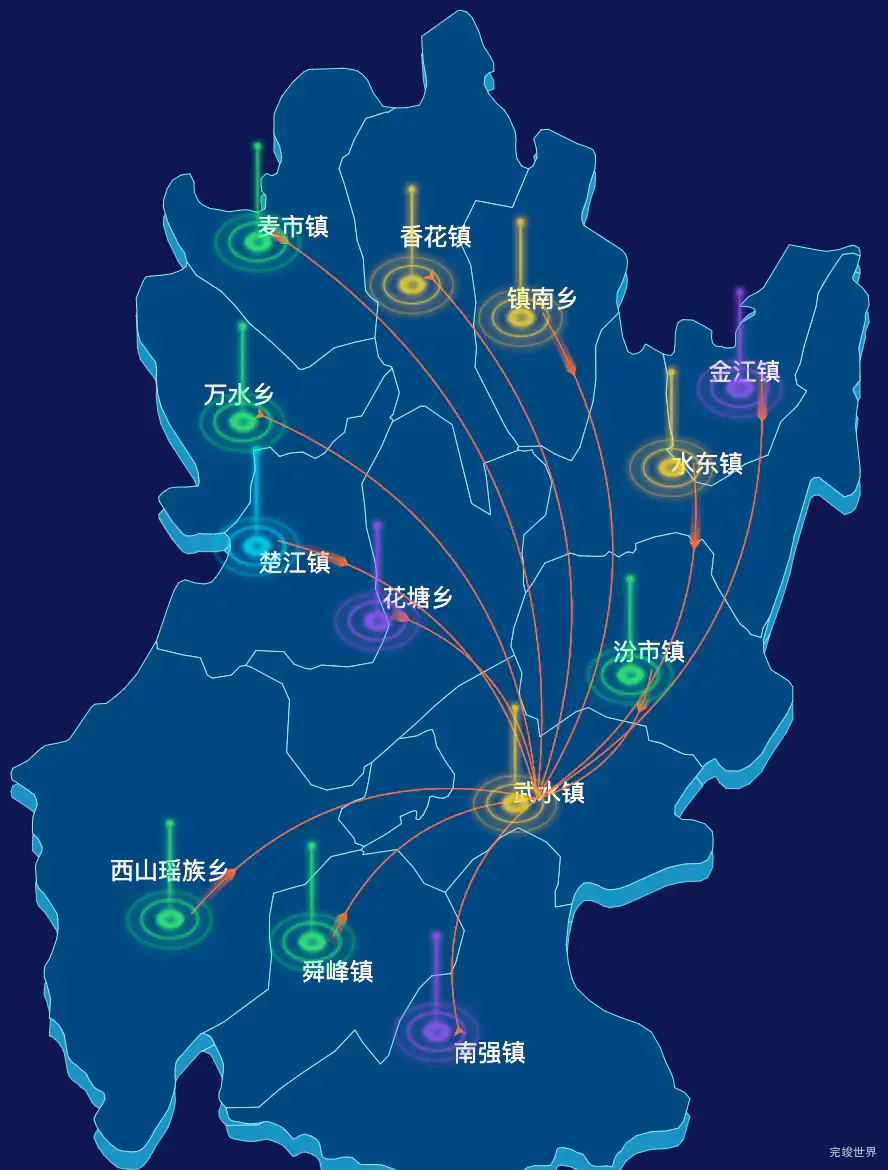 echarts郴州市临武县geoJson地图迁徙图