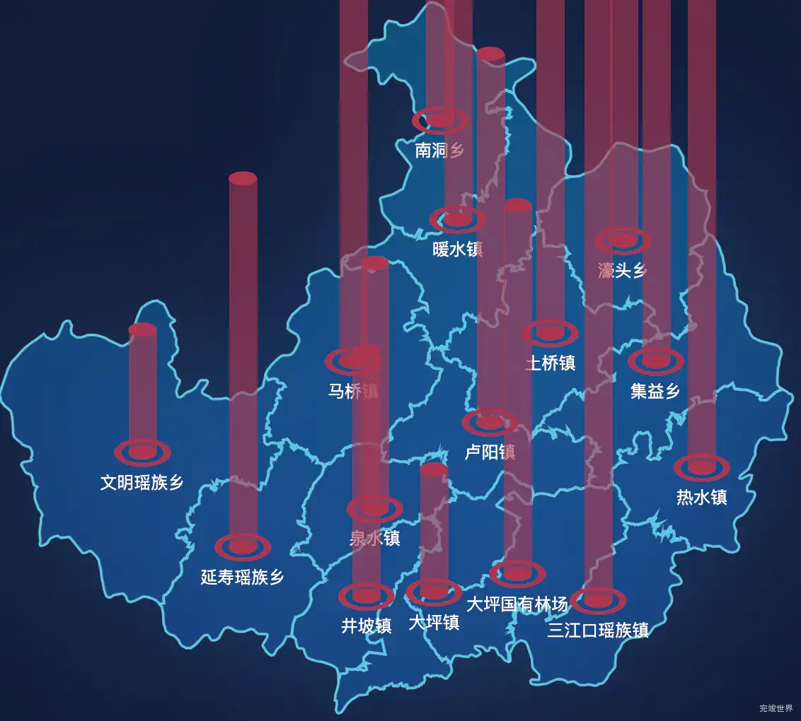 echarts郴州市汝城县geoJson地图添加柱状图