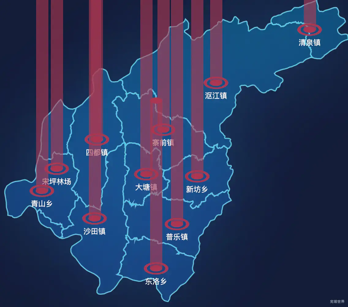 echarts郴州市桂东县geoJson地图添加柱状图