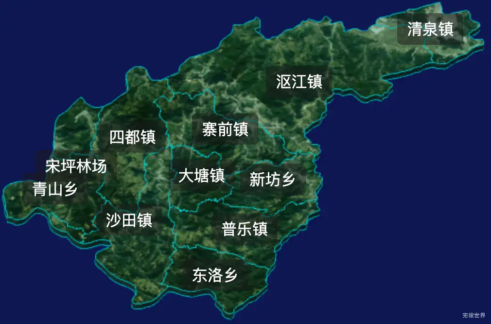 threejs郴州市桂东县geoJson地图3d地图自定义贴图加CSS2D标签