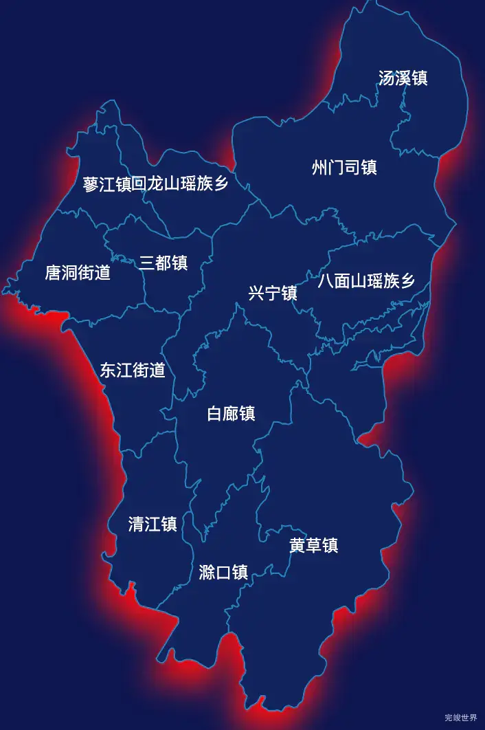 echarts郴州市资兴市geoJson地图阴影